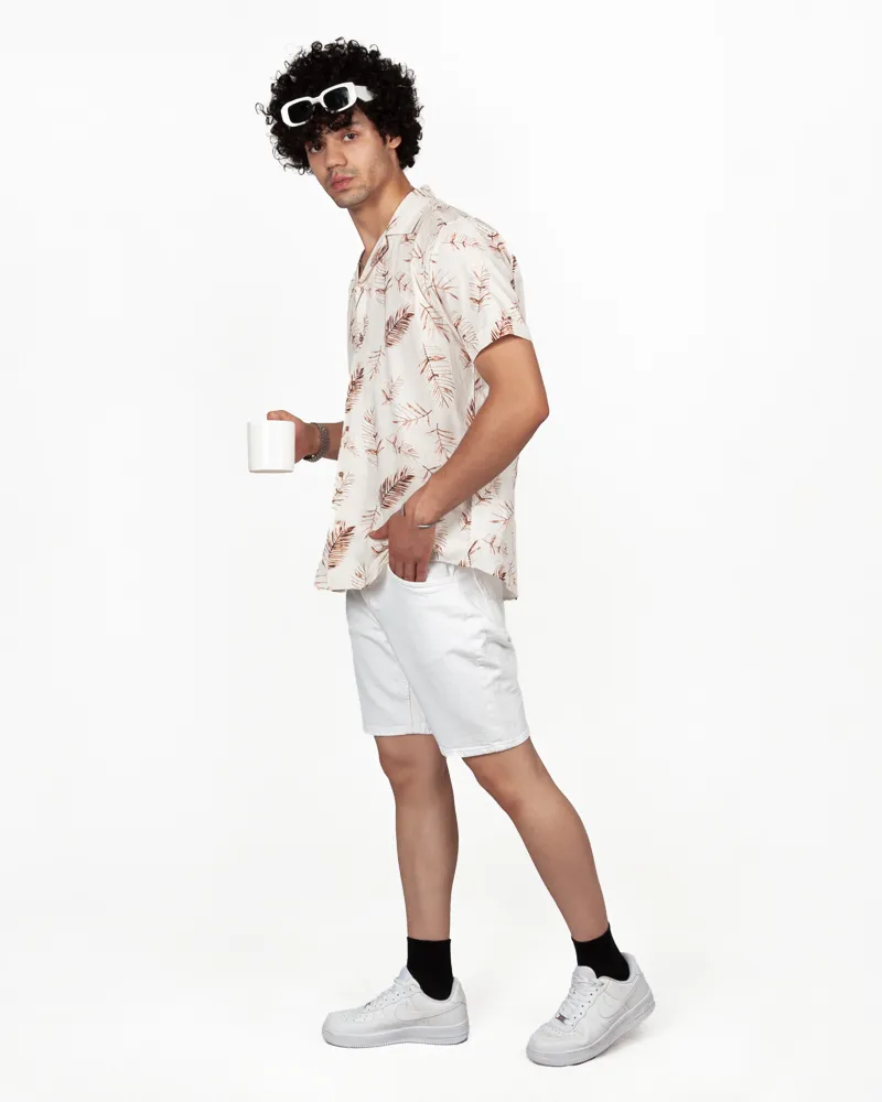 پیراهن اسلیم فیت آستین کوتاه یقه انگلیسی گل پر