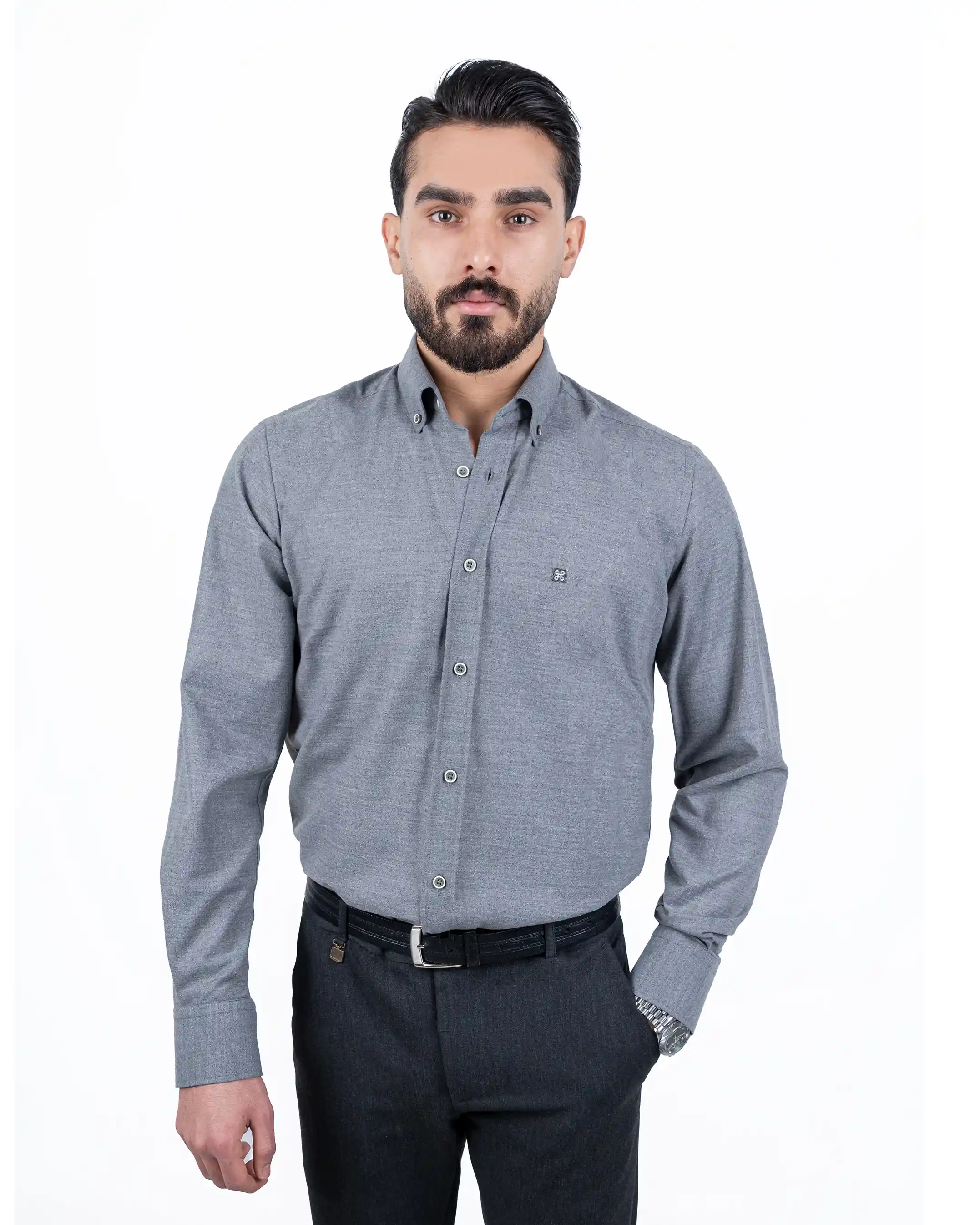 پیراهن آستین بلند پشم نازک ملانژ