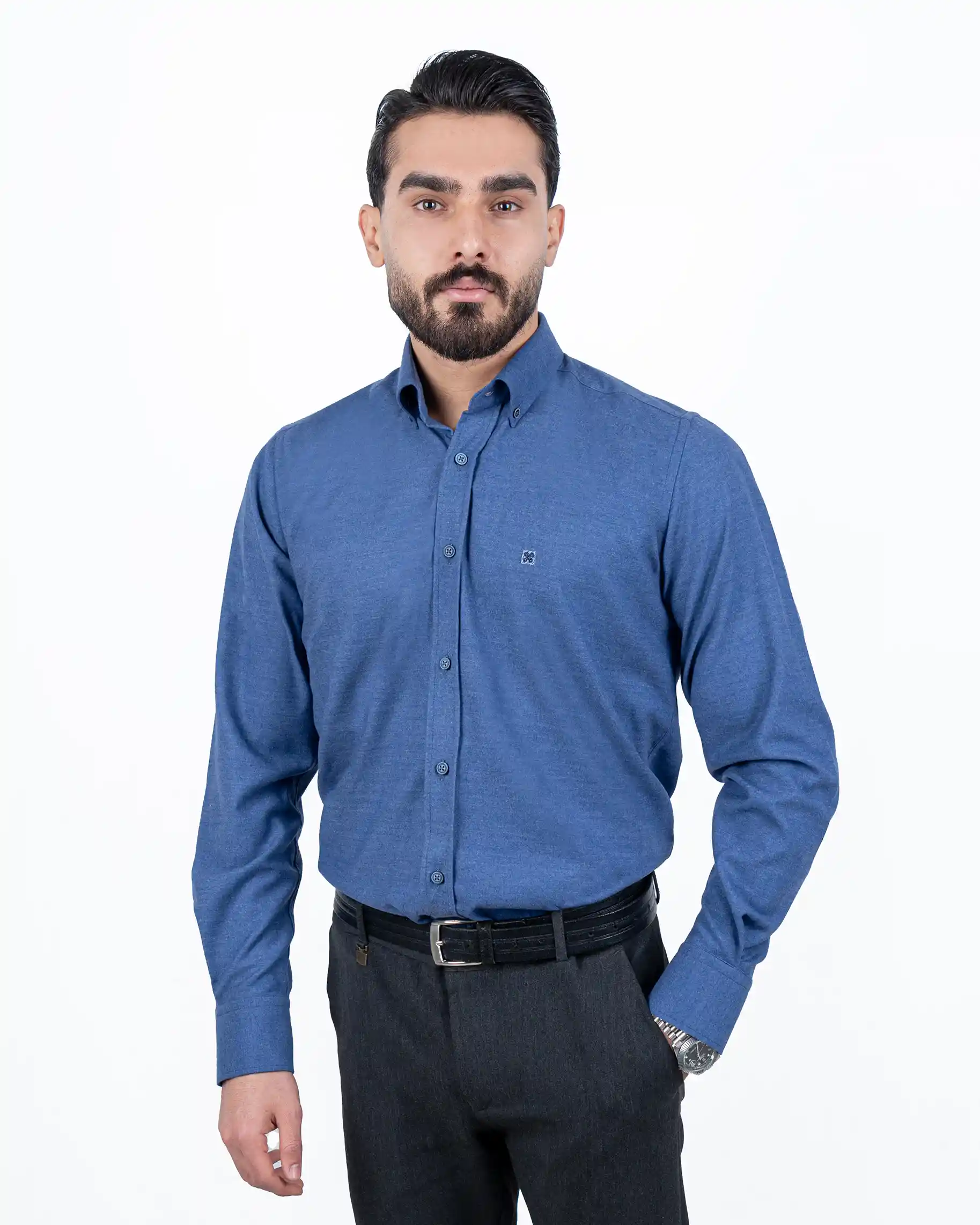 پیراهن آستین بلند پشم نازک ملانژ