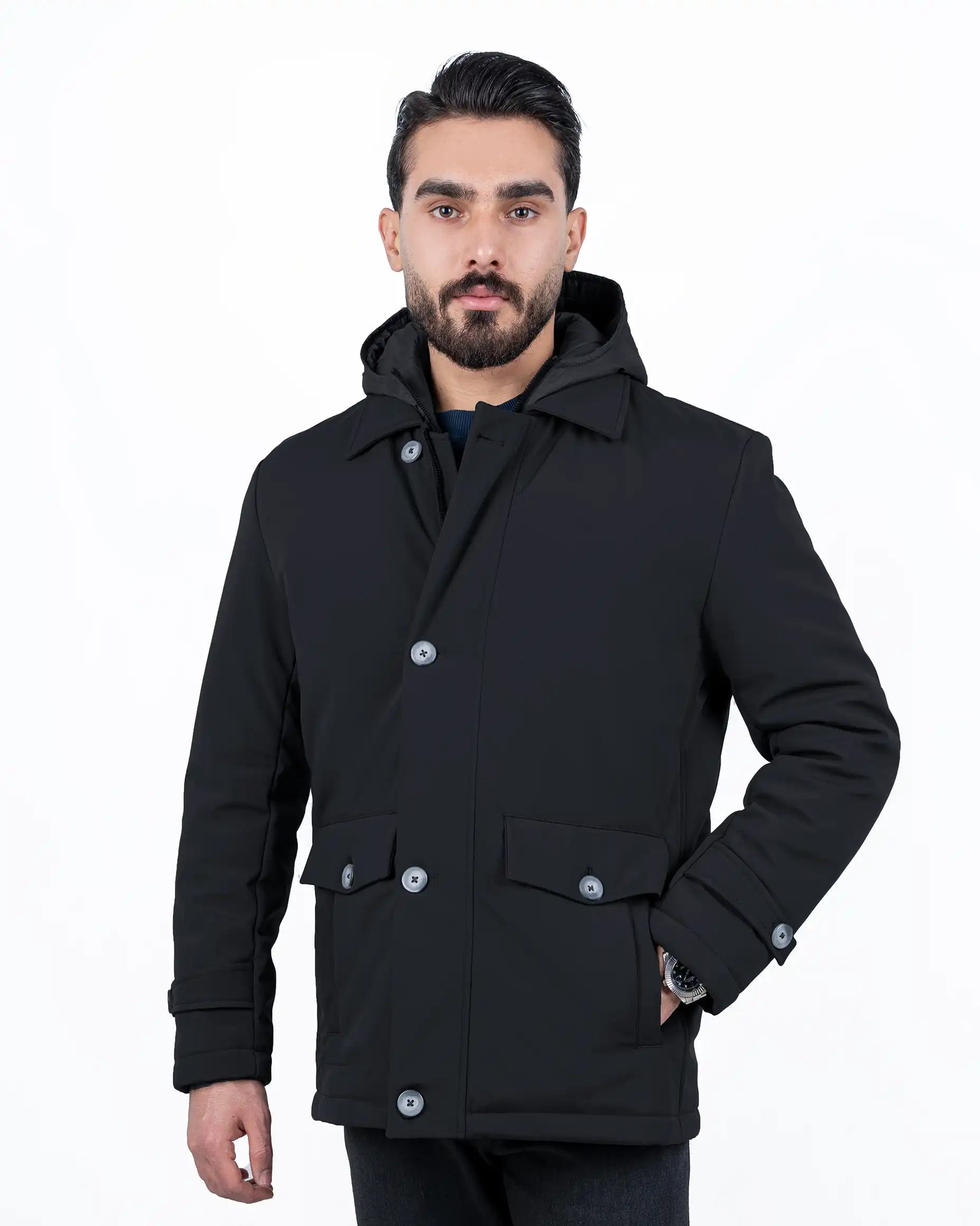 کاپشن زمستانی لاینر کلاهدار 