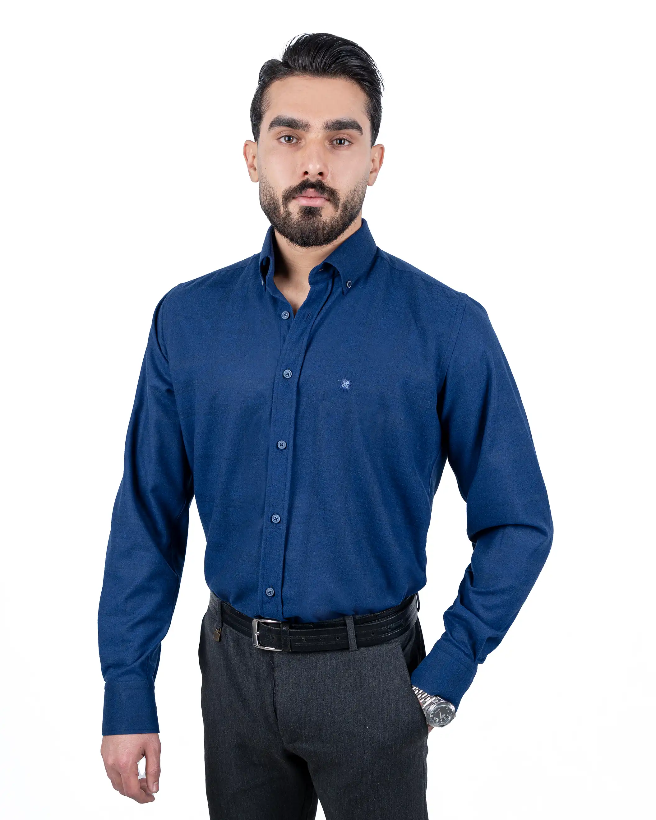 پیراهن آستین بلند پشم نازک ملانژ