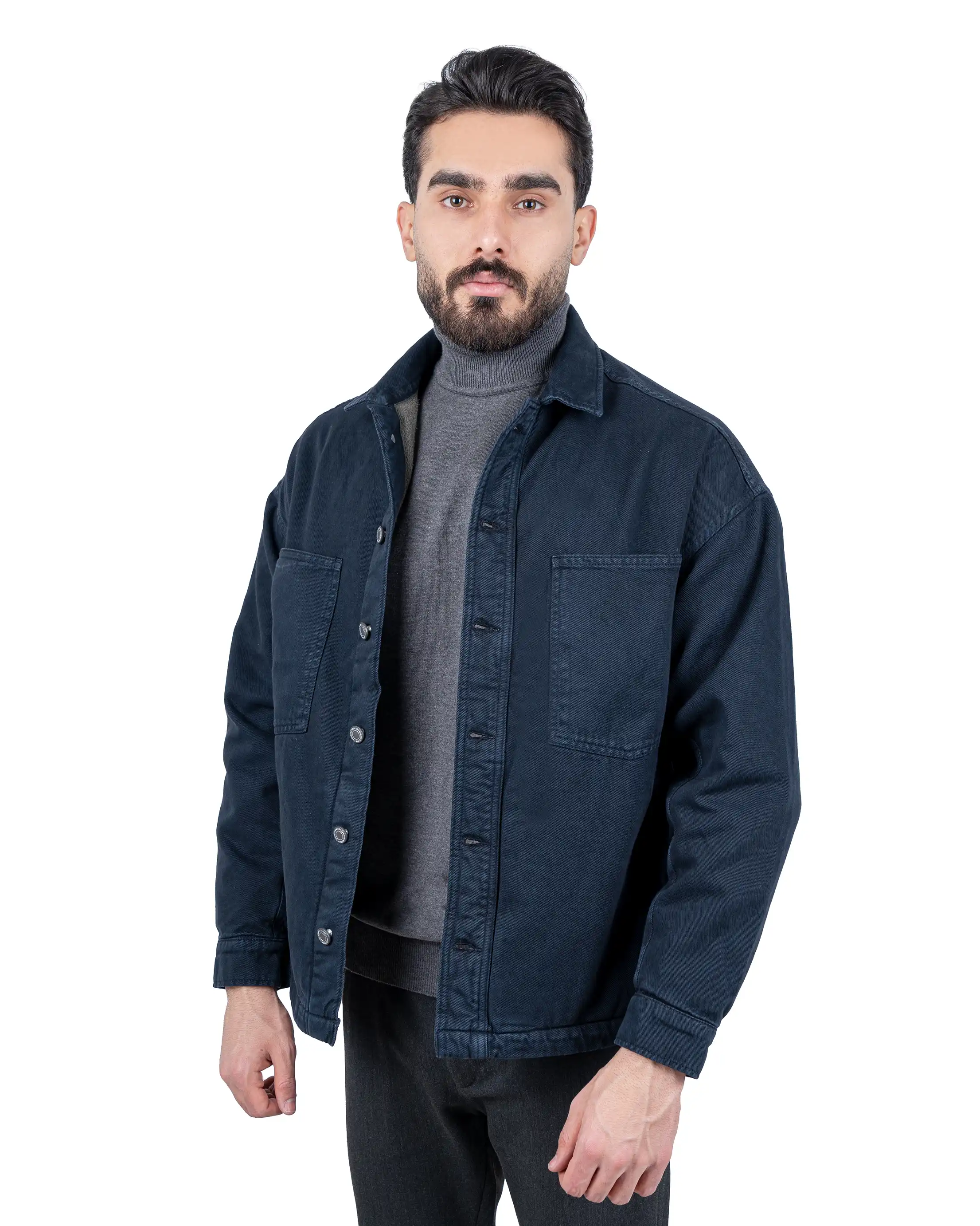 کاپشن کتان کج راه دو جیب پاکتی cut Box