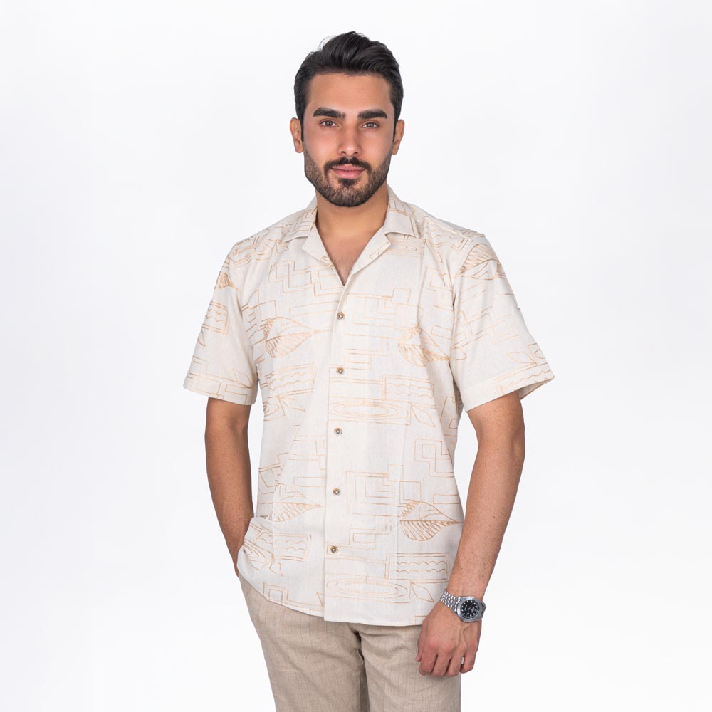 پیراهن آستین کوتاه لینن Sehirist Comfort Fit