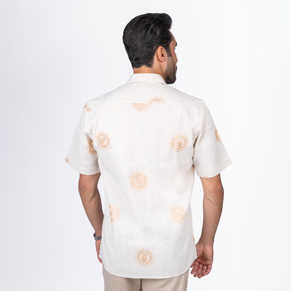 پیراهن آستین کوتاه لینن Gunes Comfort Fit