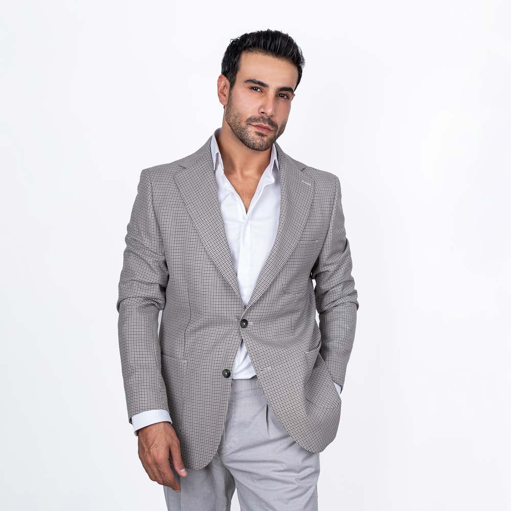 کت تک یقه انگلیسی چهارخانه 