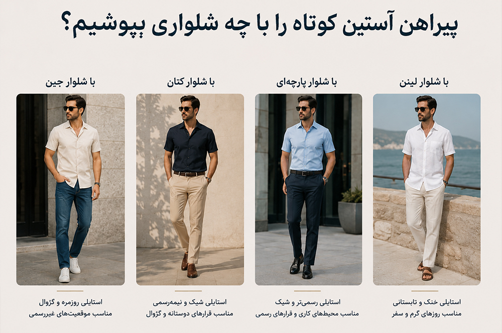 پیراهن آستین کوتاه را با چه شلواری بپوشیم؟