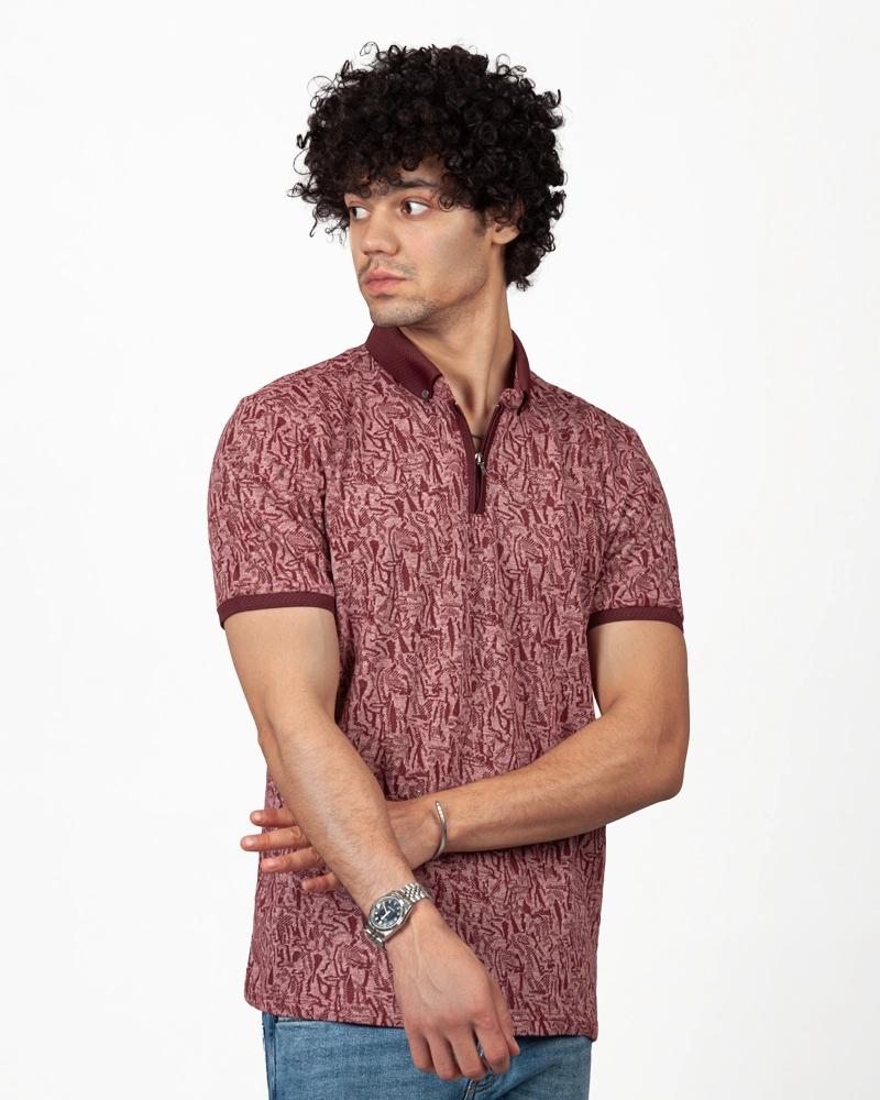 پولوشرت نیم زیپ ژاکارد