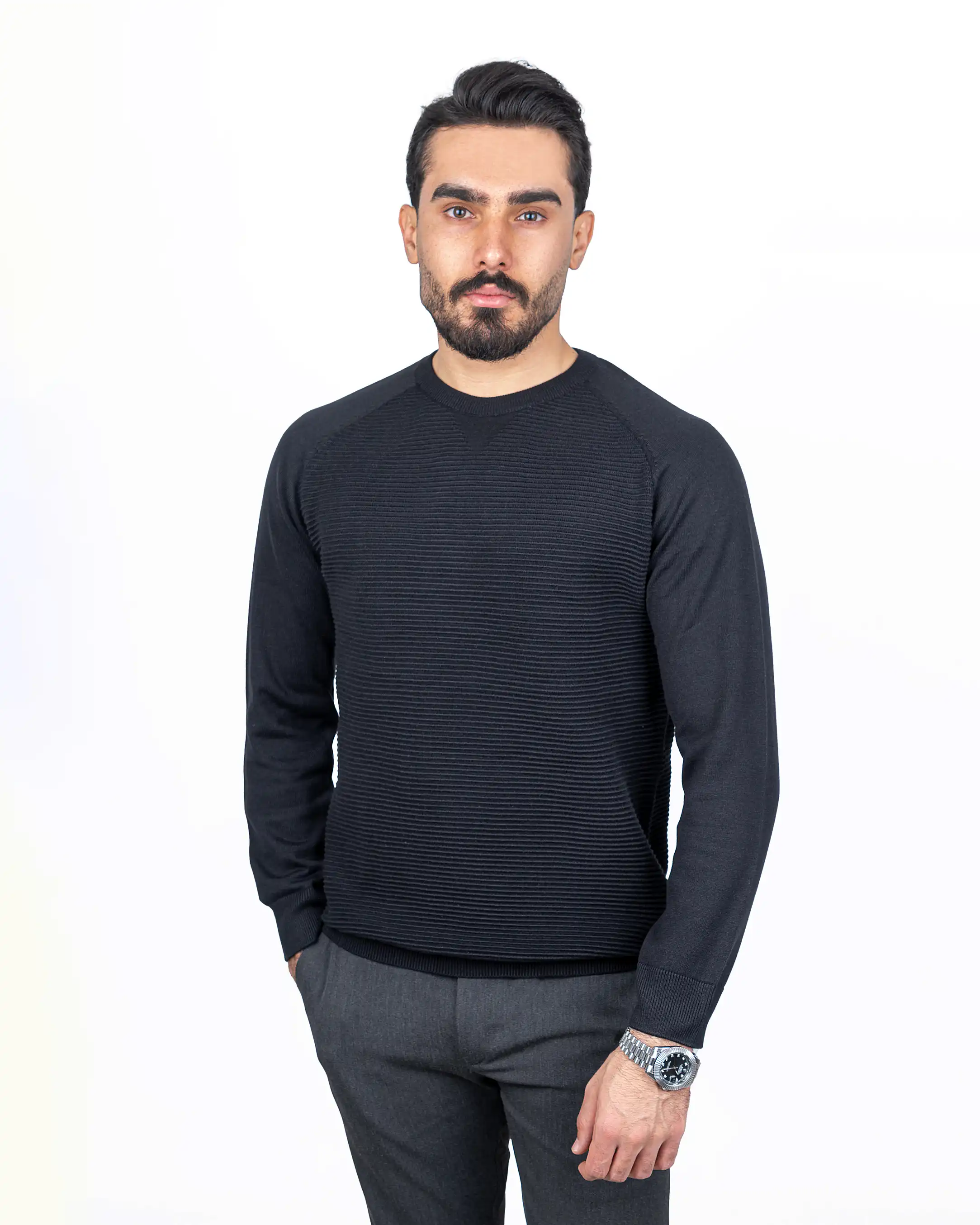 پلیور یقه گرد طرح راه دار