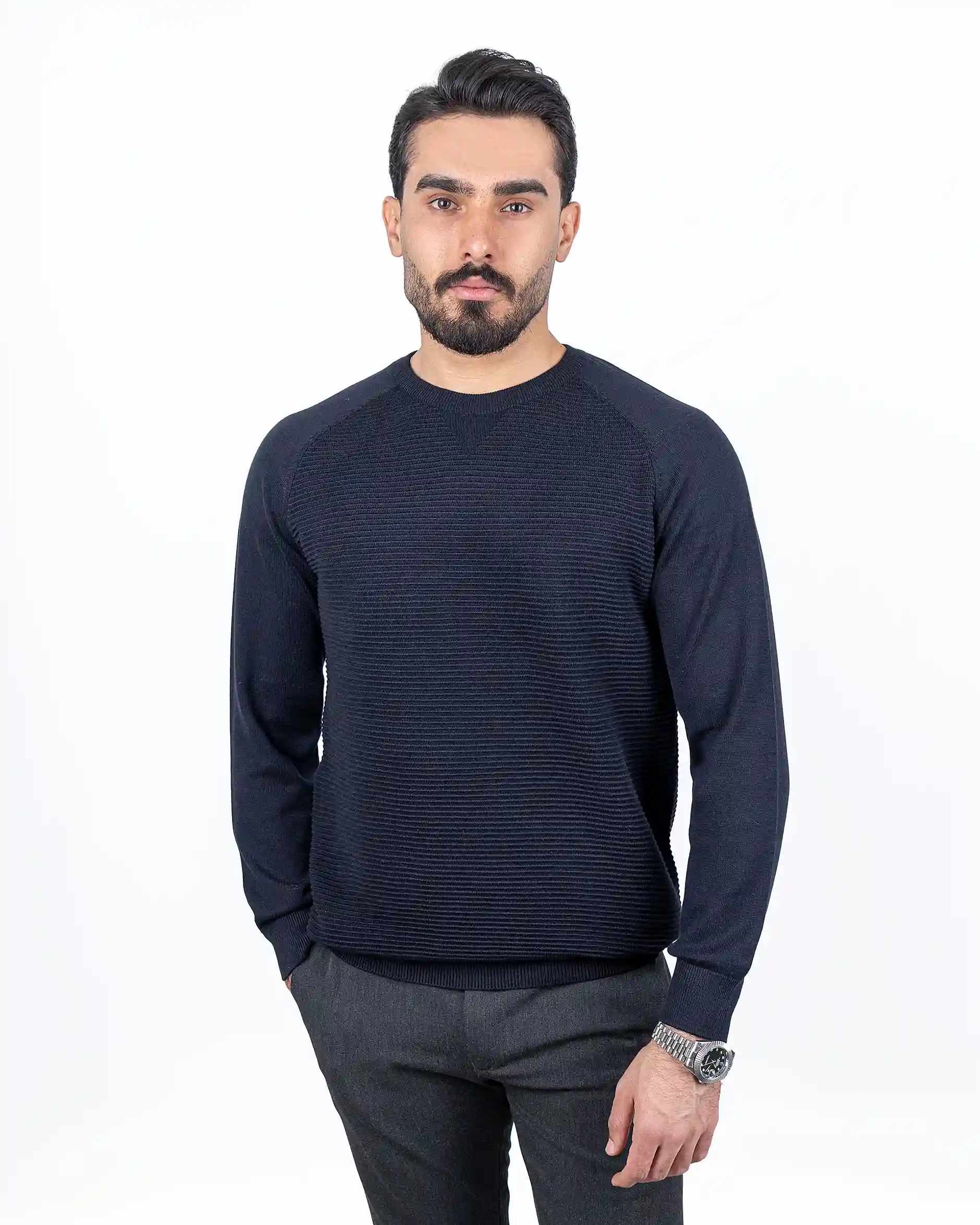 پلیور یقه گرد طرح راه دار