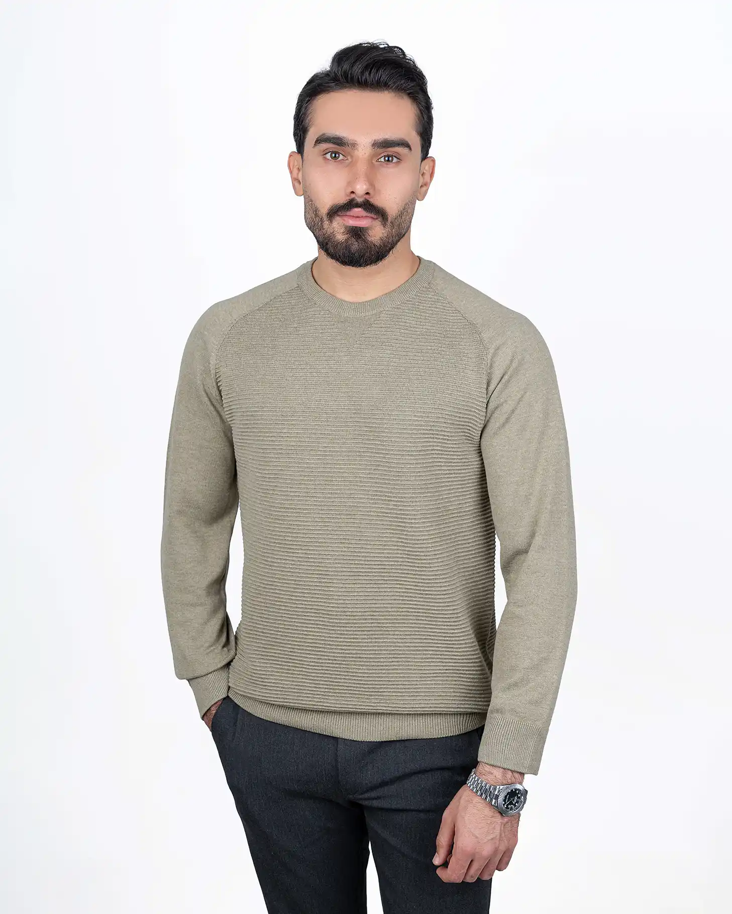 پلیور یقه گرد طرح راه دار