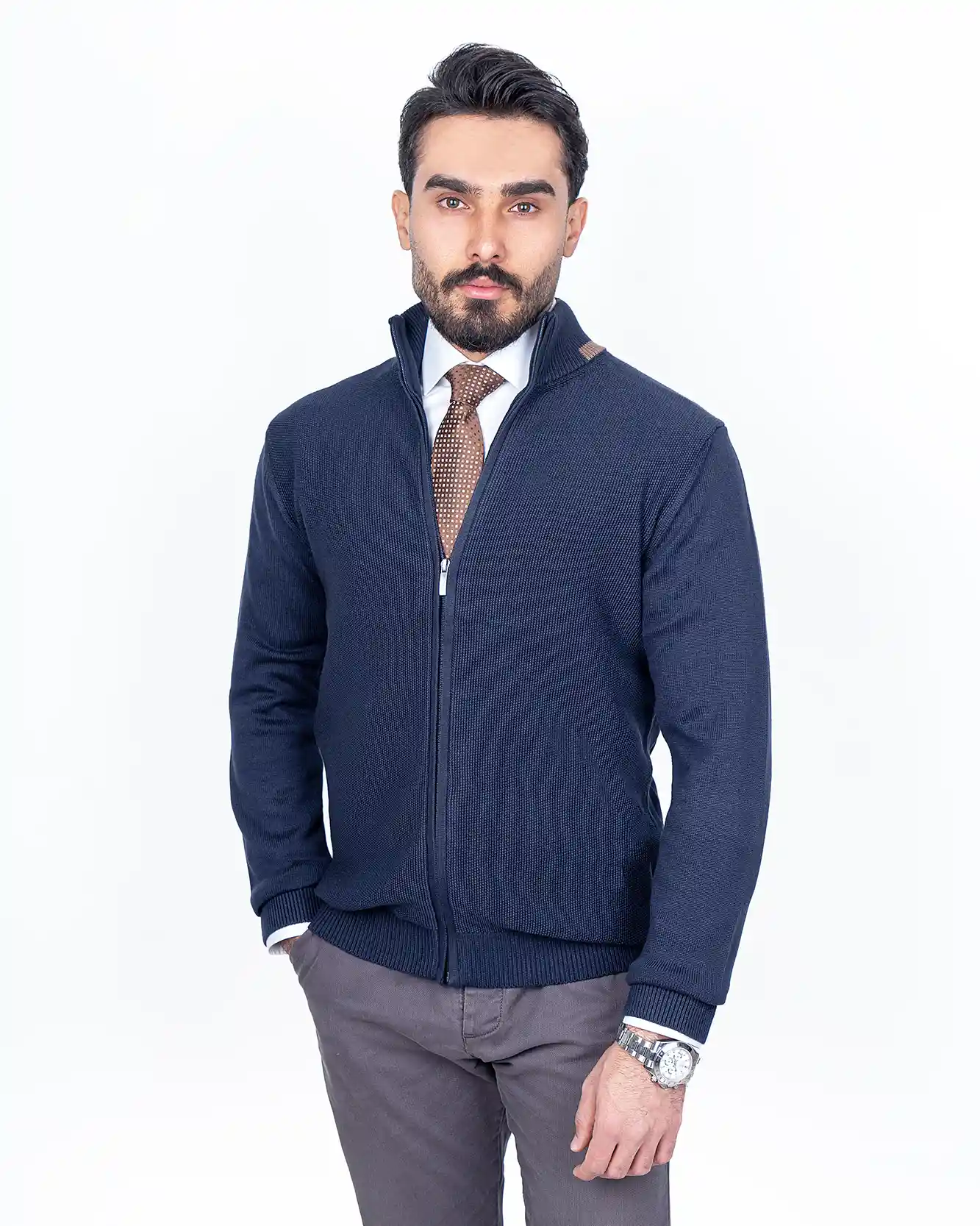 سویشرت یقه ایستاده بافت ریز