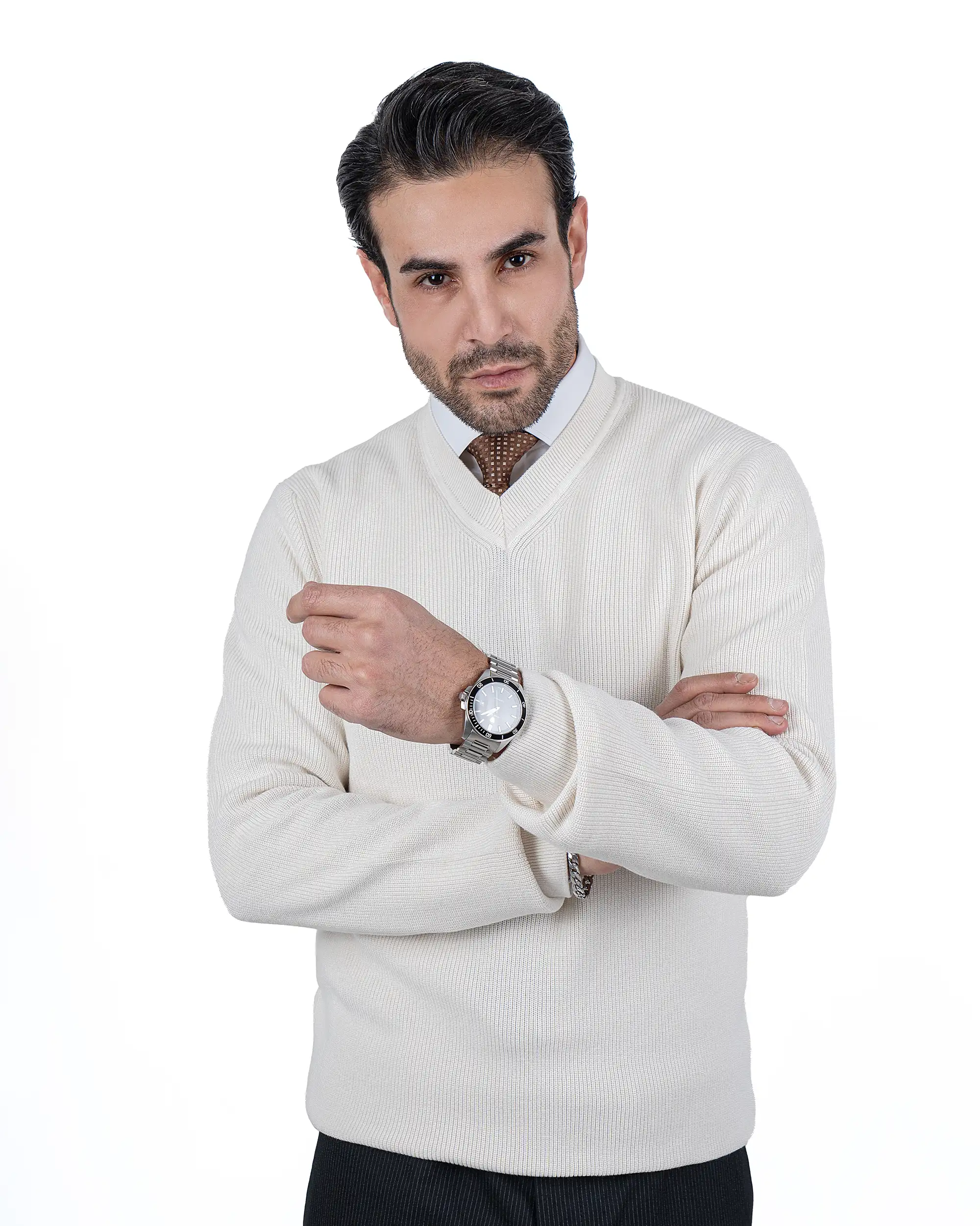 پلیور یقه هفت ریز بافت