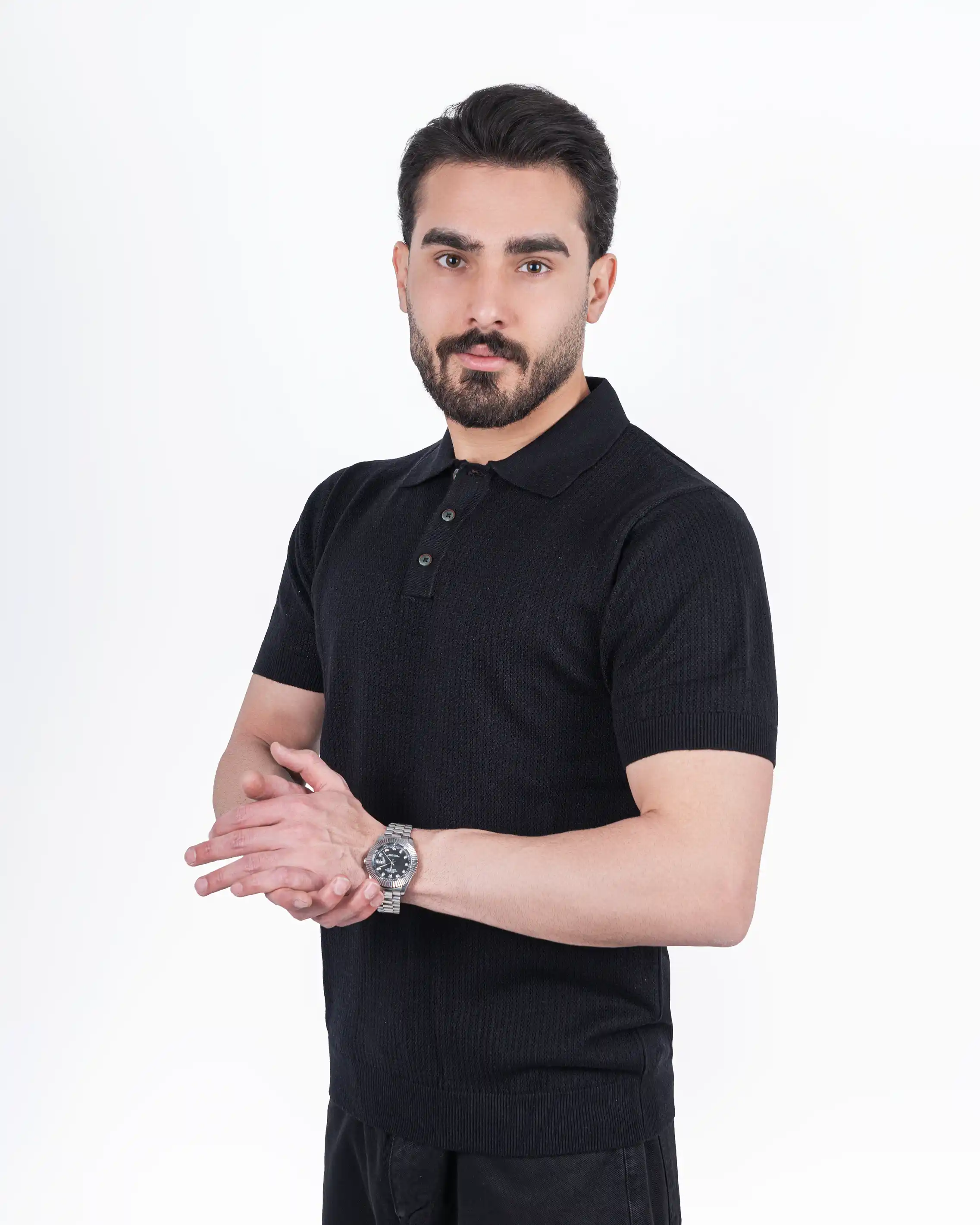 پولوشرت دکمه دار بافت لانه زنبوری ریز