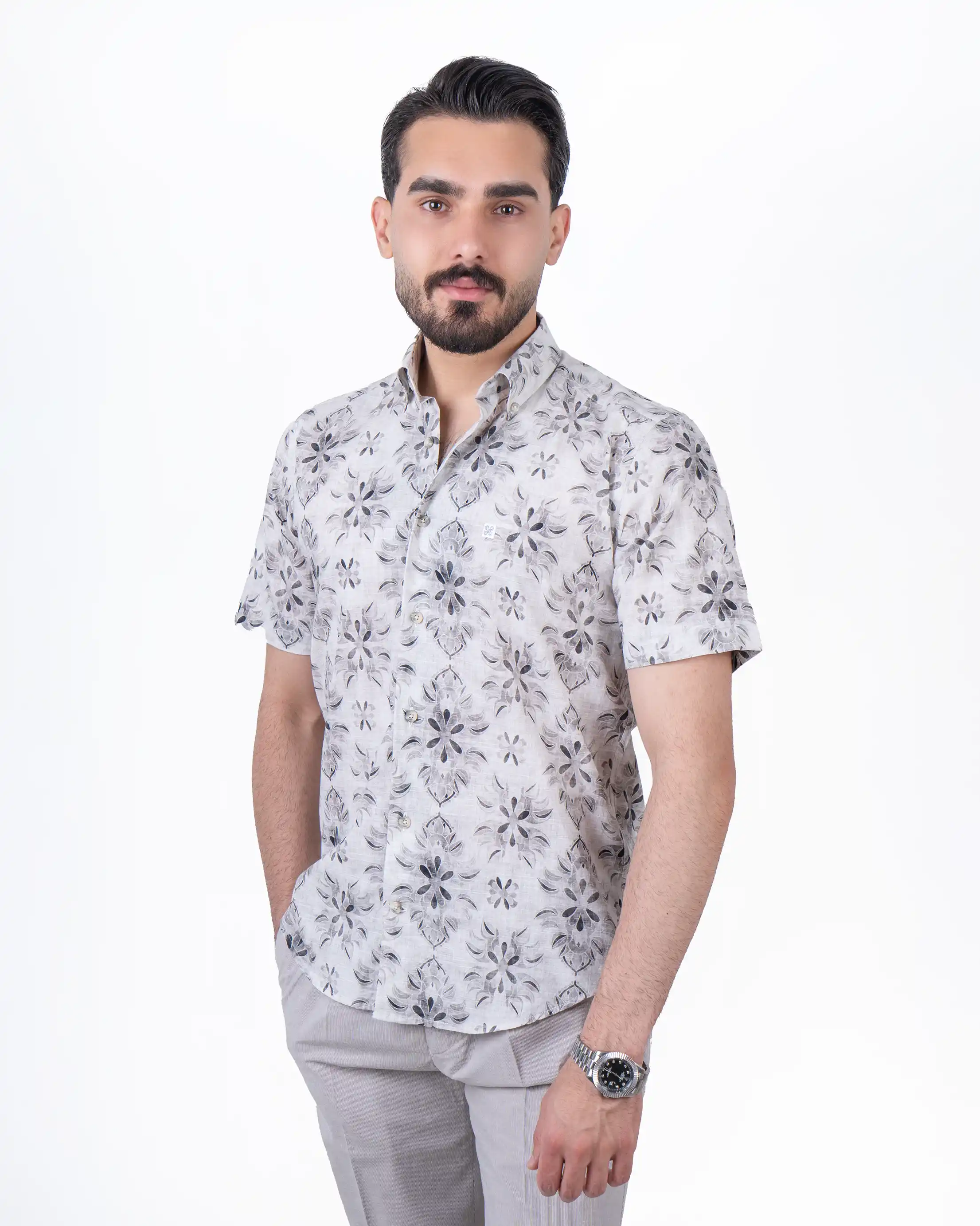 پیراهن آستین کوتاه لینن پولونیا