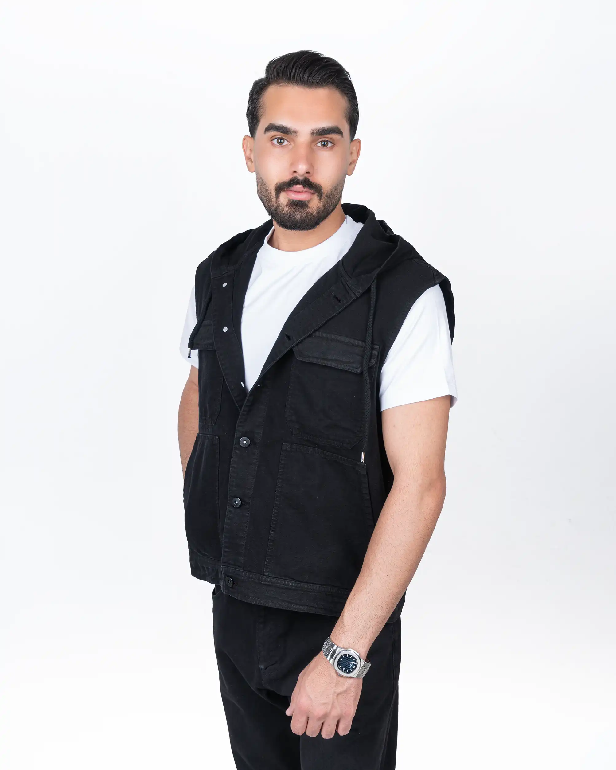 وست مردانه کتان کلاهدار - دکمه دار BRANGO