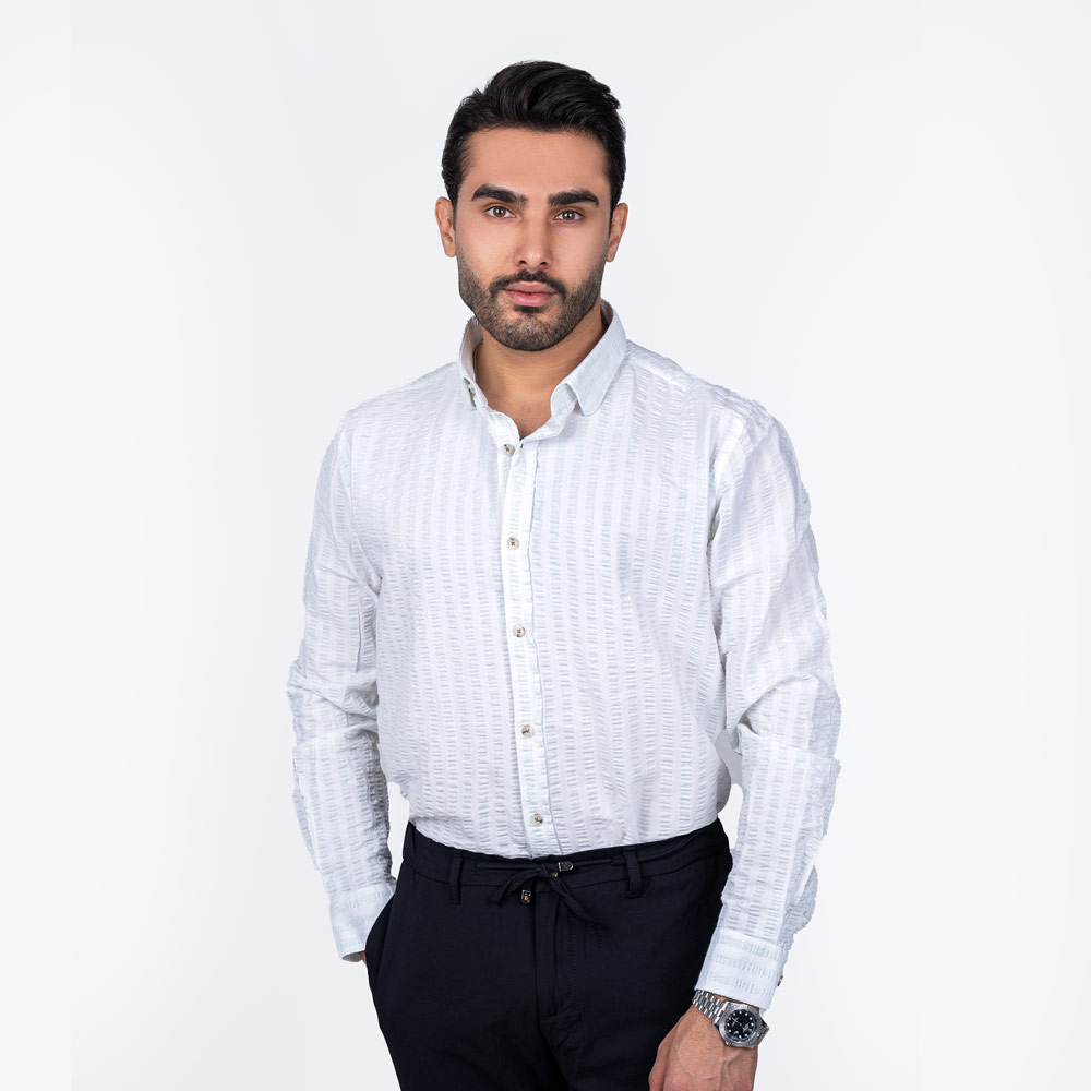 پیراهن آستین بلند پلاکت دوبل راه راه