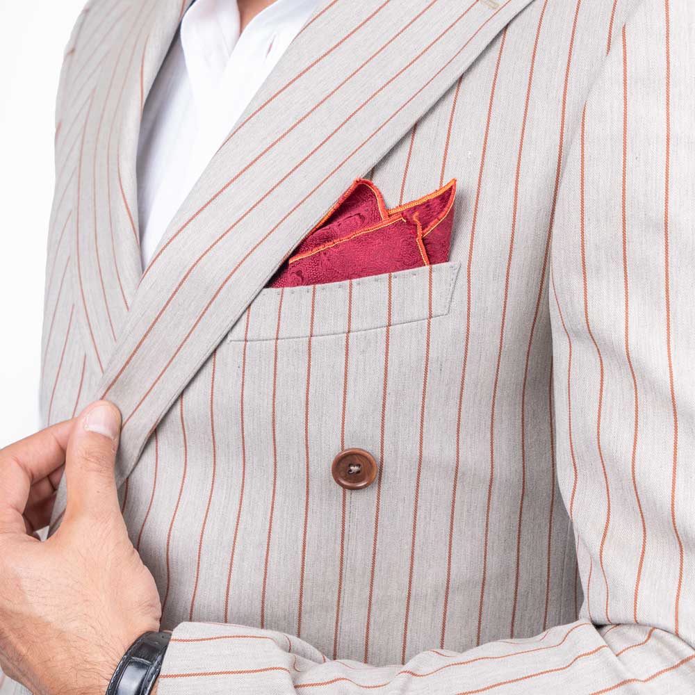 کت تک دبل برست خط دار three pocket