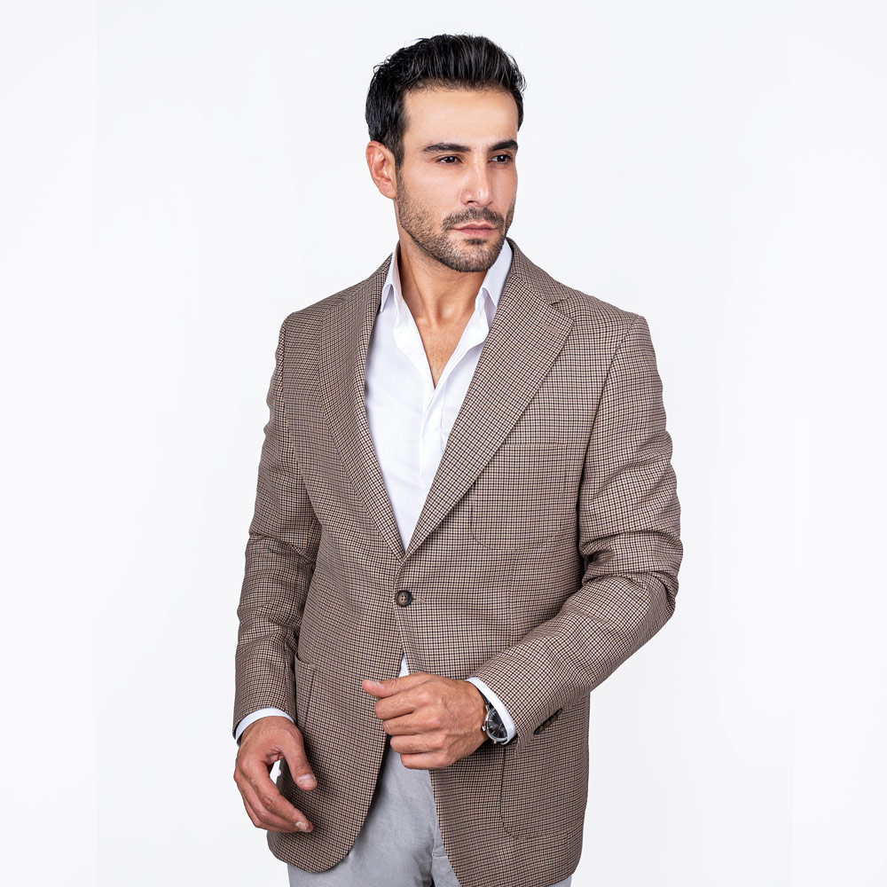 کت تک یقه انگلیسی چهارخانه 